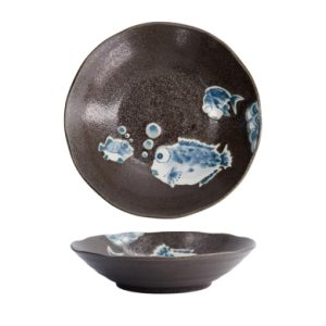 2 piatti neri con blowfish AB 21986
